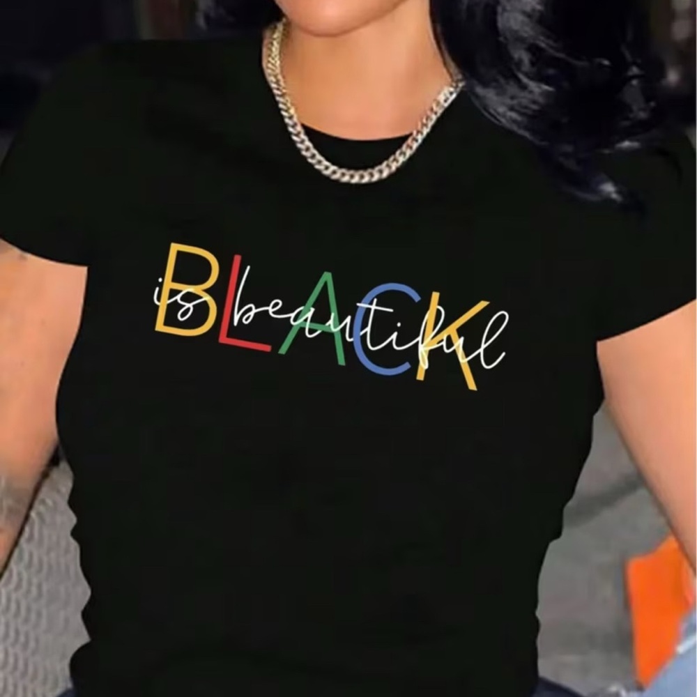 Black Is Beautiful Graphic Tee | Plus Size Cotton Statement T-Shirt)